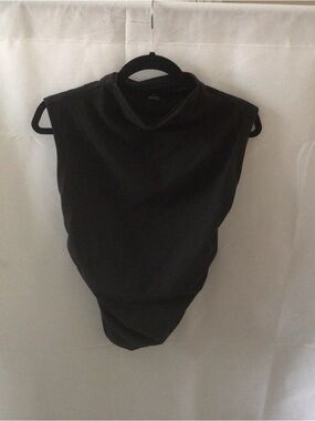 Maeve Black Mock Neck Sleeveless Top